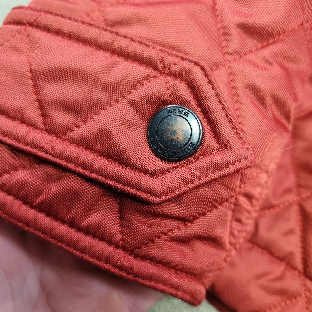 Burberry Brit Jacket Women Medium Diamond Quilted Red Nova Check Lined Full Zip - Picture 14 of 14